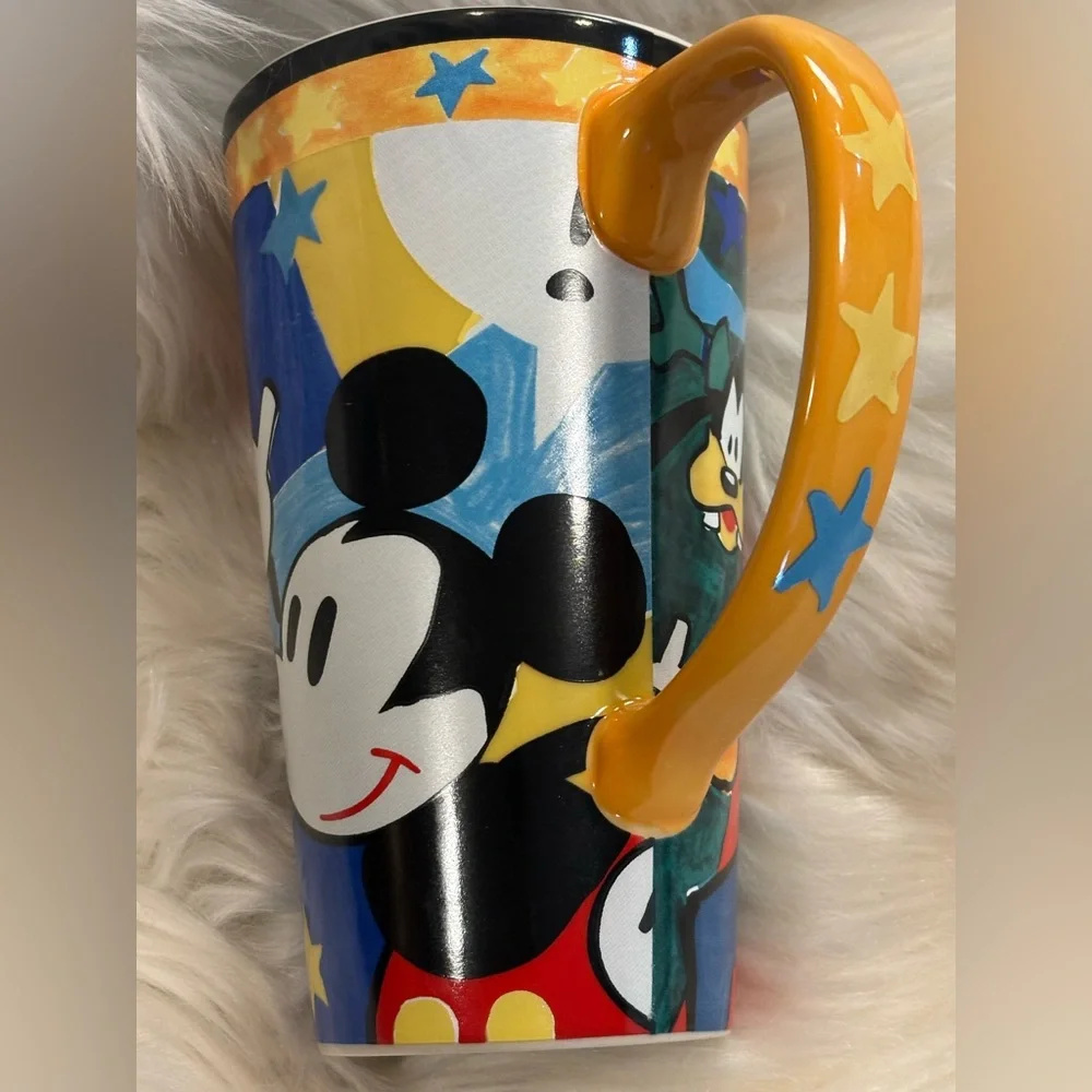 Vintage Disney Abstract Mickey, Minnie & Goofy Cafe Latte Mug NEW